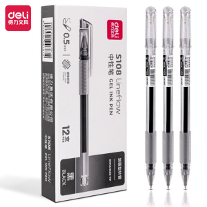 Ручка гелевая Deli  0,5мм черная, резиновая манжета