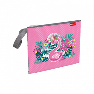 Папка д/тетрад. А5 (260*220*1) 1отд. молния сверху, ткань"Rose Flamingo"