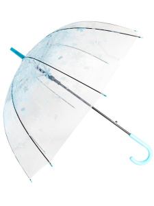 Зонт 60см "Синие цветы" купол, прозрачный, цветной рисунок, ПВХ