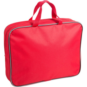 Папка А4 (350*270*70) с ручками, молния, ткань  Красная