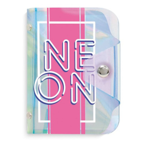 Визитница ПВХ "Неон" 116*75мм, 20 карманов на клепках, застежка "клапан на кнопке"
