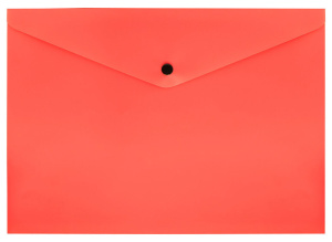 Конверт на кнопке А4 0,15мм однотонный, коралловый кнопка черная