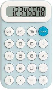 Калькулятор  8 разр. Deli  карманный, светло-голубой EM10