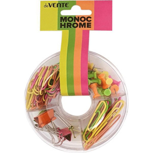 Набор канц.принадлежностей "deVENTE Monochrome" скрепки50мм-15 шт, скрепки28мм-50шт,кнопки-20шт,заж