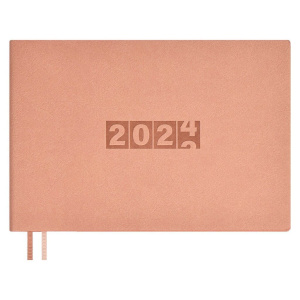 Еженедельник дат. 2024г, 181*127мм  64л., кожзам., мягк.пер. "Буйвол пепельно-розовый"