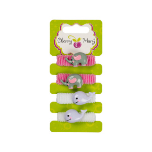 Набор резинок для волос "CHERRY MARY"  4шт , детские, розовый/белый