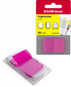 Закладки с липким краем (25*43мм) 50л.,  Z-сложение блистер, розов.