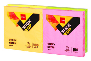 Бумага с липким краем (76*76мм) 100л., 4цв. НЕОН