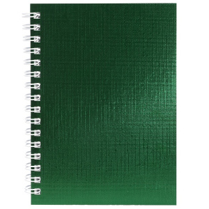 Блокнот А6  96л., гребень "METALLIC Зеленая" бумвинил, клетка