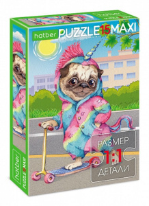 Пазлы   15 элементов  220*330мм.  "Мопс"