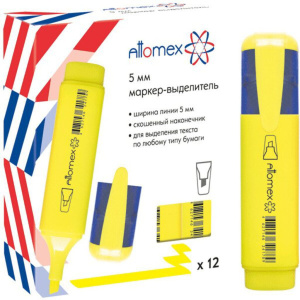 Текстовыделитель "Attomex" 1-5мм  плоский, желтый