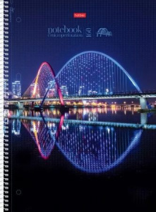 Тетрадь А4 7БЦ 160л кл. гребень Hatber "Огни ночного города"глянц.лам., многоуров.перф., 4 разделит.