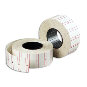 Этикет-лента 21*12 белая с красной полосой, прямая, 700 этикеток