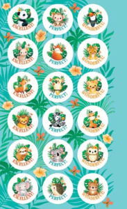 Наклейки-оценки 9*15см "Животные африки"