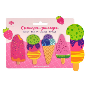 Бумага с липким краем  60л, фигурная "Мороженое" 4цв*15л.