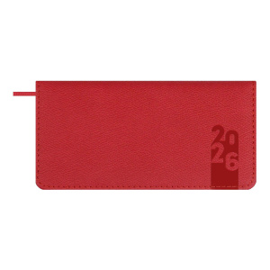 Планинг дат. 2026г 170*88мм 64л., кожзам., тв.пер. "Джут красный" блинт.тисн., ляссе