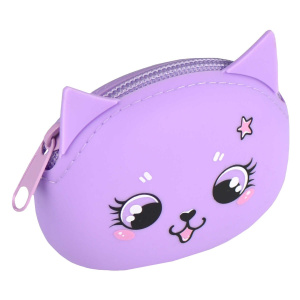 Кошелек для банкнот и монет Феникс+ "Лавандовый кот" 9*7см, силикон, молния