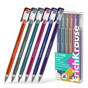 Набор гелевых ручек EK G-Cube Stick Metallic 6цв. 0,5мм