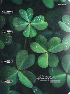 Тетрадь  А5 120л кл. на кольцах Проф-Пресс "Зеленые листья" мат.лам., холст