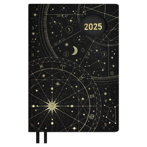 Ежедневник дат. 2025г А5 176л., мягк. переп., кожзам "Шиммер черный. Нумерологический"