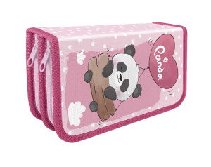 Пенал 2 отд. (190*105*50) молния, ткань "Панда на шарике"