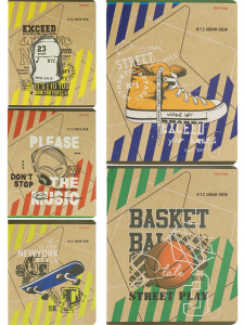 Тетрадь А5 48л кл. Проф-Пресс "Уличная мода" крафт, 5диз.в блоке, белизна 100%