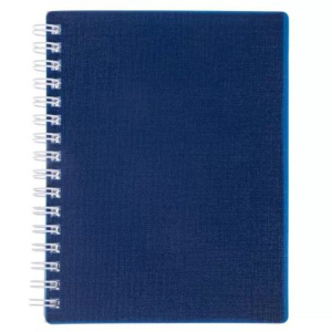 Блокнот А6 пласт.обл.  80л "Canvas. Синяя" гребень длин. стор., кл.