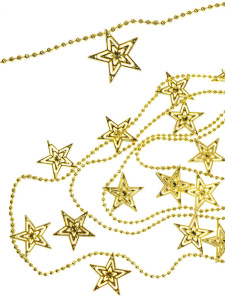 Бусы декоративные   1м, "Яркие звезды" пластик, в инд. упаковки, золото Дубль!!!
