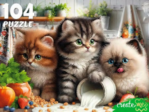 Пазлы  104 элемента  230*330мм   "Три котенка на кухне"