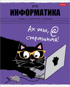 Тетрадь предметная А5 Информатика, "Черный кот" 48л, кл., белизна 98%