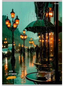 Тетрадь А4  48л кл. скоба Проф-Пресс "Дождь на городской улице" (203*273мм)