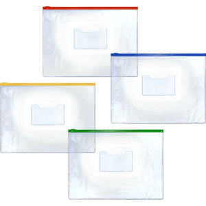 Конверт на молнии 330x220мм ПВХ 150мкм, с карманом для визитной карточки, ассорти