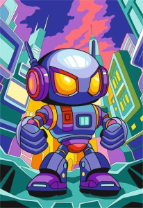 Картина по номерам на холсте 20*30см "Нео-робот"