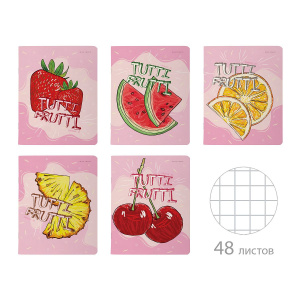 Тетрадь А5 48л кл. BV "Tutti frutti" мат.лам., бел.100%