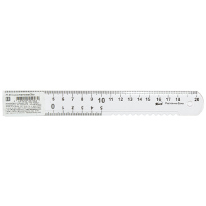 Линейка 20см пластик. (1 сторона волнистая)