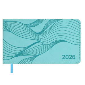 Планинг дат. 2026г 150*87мм 64л., кожзам., мягк.пер. "Виннер голубой" ляссе