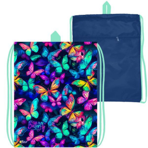 Мешок для обуви 1 отд, 370*470, карман "Неоновые бабочки" петля