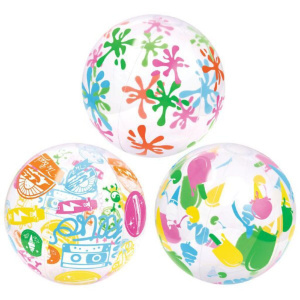 Надувной мяч 51см от 2 лет, с рисунком, прозрачный,  3 дизайна