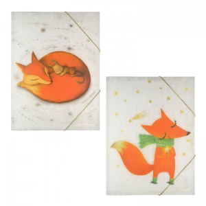 Папка  для тетрадей  А4 на резинках . Волшебные лисы