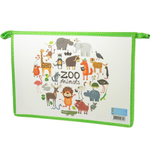Папка д/тетрад. А4 (325*230*55) молния сверху, ламинат "Веселый зоопарк"