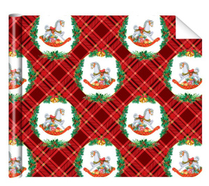 Бумага упаковочная 70*100см "Конек" красный