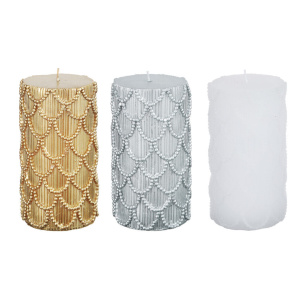 Свеча парафиновая с блестками 7,8x15,4см, 3 цвета