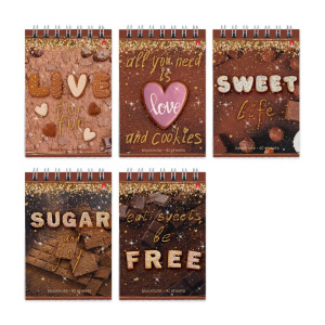 Блокнот А7  40л гребень "Sweet life" клетка