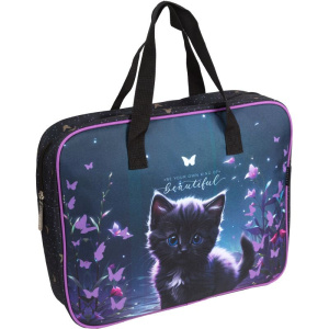 Папка А4 (360*280*80) с ручками, молния, ткань " Beautiful Cat "