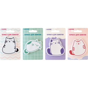 Бумага с липким краем  30л, фигурная " Cats",  ассорти