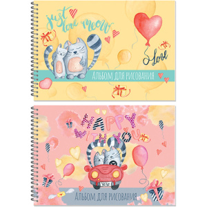 Альбом А4 24л гребень "Коты-романтики" пл. 120гр/м2