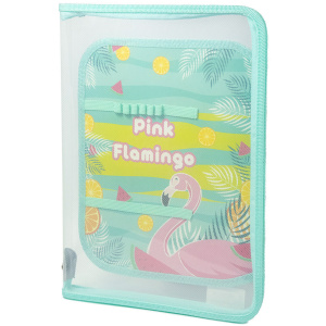 Папка д/труда А4 (325*230*25) 1отд. откид. планка, молния вокруг, пластик "Pink Flamingo"