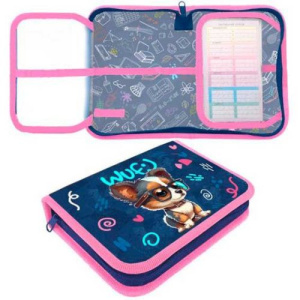 Пенал 1 отд. с 2-мя откид.пл. (200*140*40) молния, ткань "Стильный щенок"