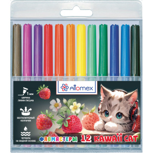 Фломастеры  12цв "Attomex. Kawaii Cat", вентил. колпачок, подвес