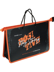 Папка А4 (335*235*10) с ручками, молния, пластик "Будь сильным!"